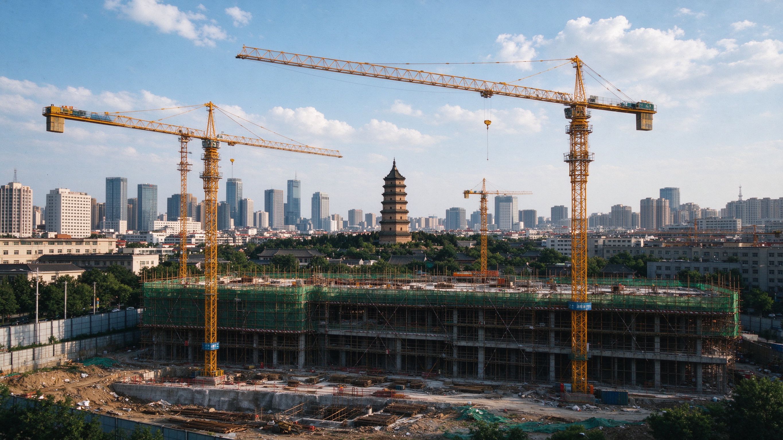 安阳市城市与建筑工地天际线