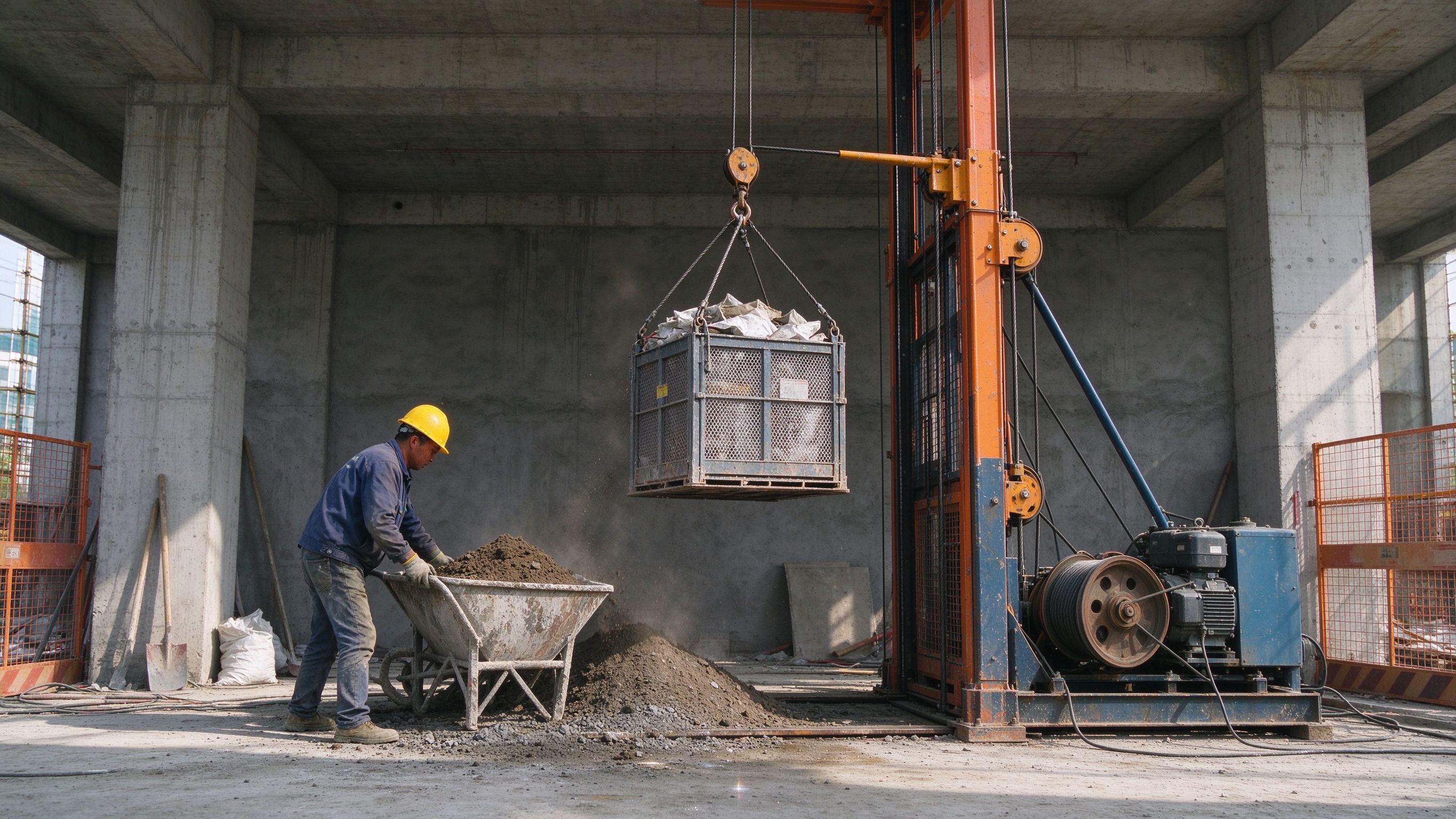 建筑工地物料提升机垂直运输材料